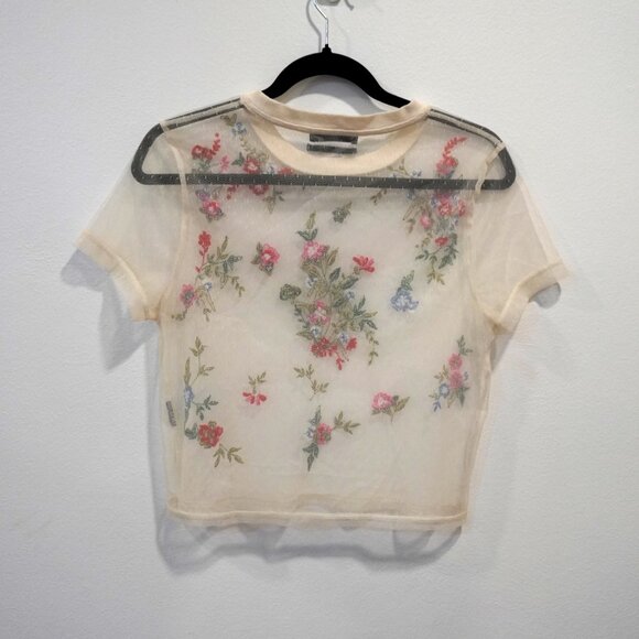 Urban Outfitters Sheer Floral Embroidered Top - Picture 4 of 7